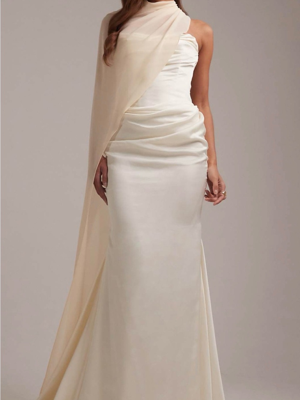 ASOS DESIGN Bridal draped strapless wedding dress in ivory